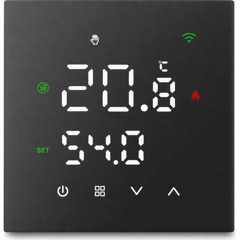 Thermostat numérique pour chauffage au sol électrique 16 A, noir, sans Wi-Fi, panneau mat (1/5)