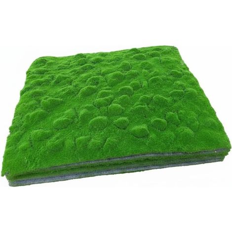 Panneau de Verdure Décoratif Tapis de Lichen Artificiel Feuillage Synthétique Plaque de Mousse Imitation Aspect Soigné, 1m X 1m, Mousse Entièrement Verte en Relief (1/5)