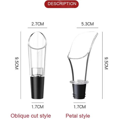 (Lot de 2 pièces) Verseur à vin en acrylique, carafe, aérateur de vin, verseur pour une aération rapide, idéal pour une oxygénation maximale, accessoires pour le service du vin (1/5)
