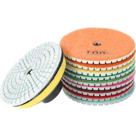 10 disques de polissage diamantés flexibles de 7,6 cm (3 pouces) pour utilisation humide + 1 plateau de support pour granit, marbre, pierre, carrelage, céramique et béton (1/5)