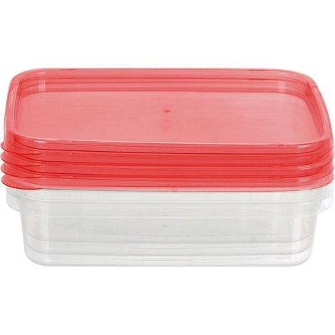 Lot de 4 boîtes alimentaires rectangulaires en plastique de 1 L