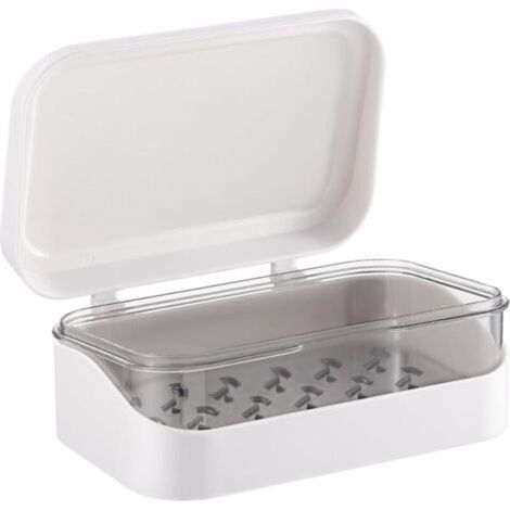 Travel Soap Dish with Lid and Removable Drain Plate, Rectangular Travel Soap Holder for Bathroom (1/5)
