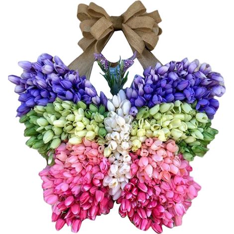 Handgefertigter künstlicher Blumenkranz für die Haustür, zum Aufhängen, frühlingshafte Blumendekoration (1/2)