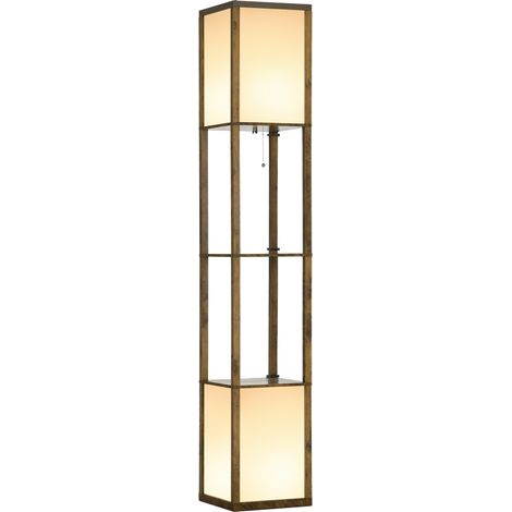 Modern Shelf Floor Lamp with Dual Ambient Light, Standing Lamp Living Room, Bedroom, 156cm, Brown (1/5)