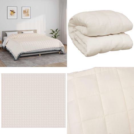 Couverture lestée Crème clair 220x260 cm 15 kg Tissu - Couverture Lestée - Couverture Poids - Sommeil Profond - Relaxation - Stress - Home & Living (1/5)