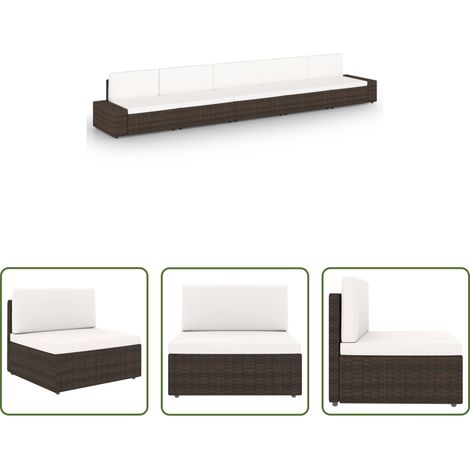 vidaXL Rattanmöbel - 5-tlg. Garten-Lounge-Set mit Kissen Braun Poly Rattan (1/5)