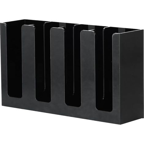 1 Porte-Gobelet, 4 Compartiments, Acrylique Noir, Organisateur Couvercles, Bureau Cuisine (1/5)