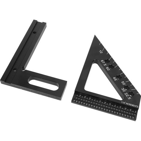 Règle de mesure multi-angles 3D 45°/90° en alliage d'aluminium pour le travail du bois, équerre, rapporteur, guide d'onglet, gabarit de dessin triangulaire (1/5)