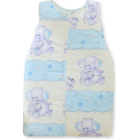 Saco de dormir de algodón para niños de 6 a 12 meses, TOG 2.5, apto para todo el año, color azul elefantes. (1/3)