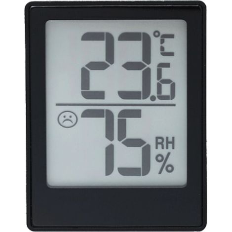 Indoor Digital Thermometer, Monitors Ambient Temperature, Small Thermometer, Ideal for Car, Home, Office, Small, Black (1/4)