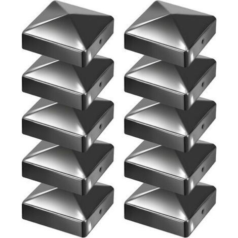 10x Chapeau de poteau Pyramides Capuchons Chapeau de clôture Robuste Noir 91mm (1/4)