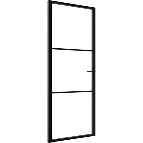 Porte intérieure Verre ESG et aluminium 76x201,5 cm Noir