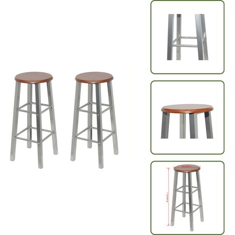 Tabouret de bar lot de 2 métal avec siège en MDF - Tabouret De Bar - Tabourets De Bar - Chaise De Bar - Fauteuil De Bar - Design Classique (1/5)