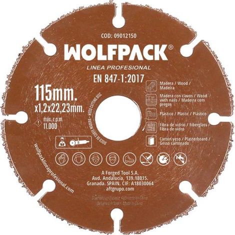 disco corte madera / plastico ø 115 mm. filo de carburo de tungsteno (1/5)
