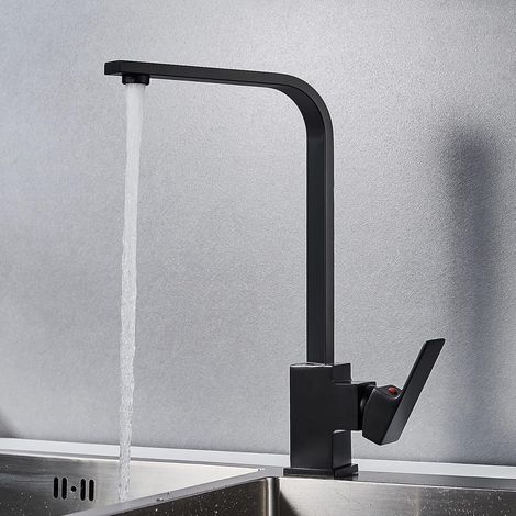 Vtizikl Robinet de cuisine pivotant à 360° - Mitigeur monocommande - Noir (1/5)