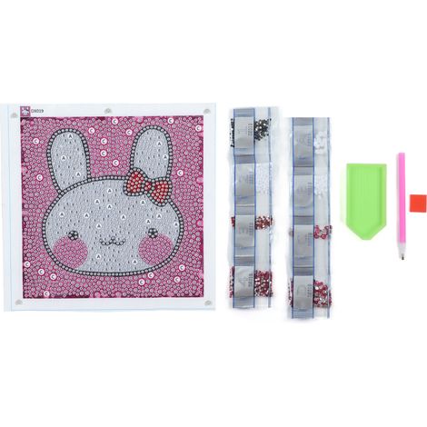 Rhinestone Painting Kit Cartoon White Bunny Pattern Shiny Exquisite Simple Operation DIY 5D Painting Art (1/5)