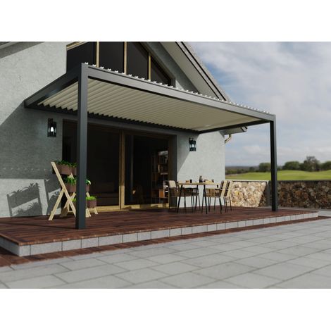 Pergola Bioclimatique Adossée Motorisée Aluminium 6x3 Anthracite  O ORIAL France (1/5)
