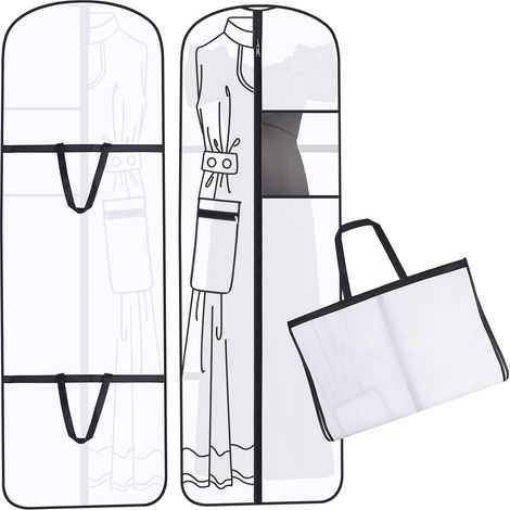 Housse de Protection Vêtements Pliante, 180x60cm, Anti-Poussière et Anti-Humidité, Idéale pour Robe de Mariée et Vêtements Longs, Rangement Penderie Suspendu (1/5)