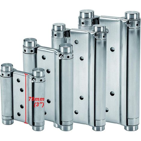 Cerniere a molla a doppia azione in acciaio inox (78 mm) per porte a battente, cerniera autochiudente per salone, bar, pub, bancone, anta di armadio, fino a 10 kg (2 pezzi) (1/5)
