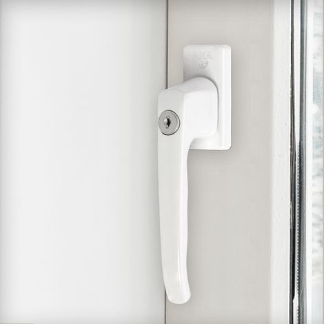 AXA Sicherheitsfensterschloss - Dreh - Kipp - Fenstergriff L - Zylinder - Weißes Aluminium - Abschließbar (1/5)