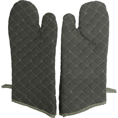 Gants de cuisine résistants à la chaleur en coton épais pour four électrique - Accessoire de pâtisserie vert (1/5)