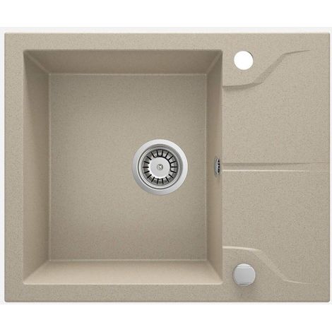 Lavello cucina in granito con 1 vasca e gocciolatoio 59x49 cm sabbia - Nexyo (1/5)