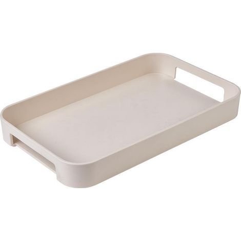 Bandeja apilable de plástico blanco – 33,4 x 20 x 4 cm – Asas anchas para facilitar su extracción – Resistente al frío y al calor (1/5)