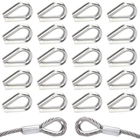 40 Pièces M5 Cosses de Câble Métallique en Acier Inoxydable 304 Cosse Coeur pour Cable Acier pour Câble Métallique 5mm (1/5)
