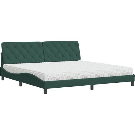 vidaXL Letto con Materasso Verde Scuro 200x200 cm Velluto (1/5)