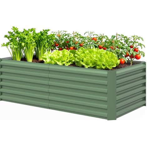 Jardinière surélevée en acier galvanisé, lit de jardin avec fond ouvert, 180 x 90 x 57,5 cm, vert clair (1/5)