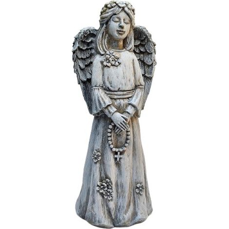 Figura de ángel de cerámica / 27 cm / gris / MN-225 / TEA-241225 / sin pilas / 8/48 (1/5)