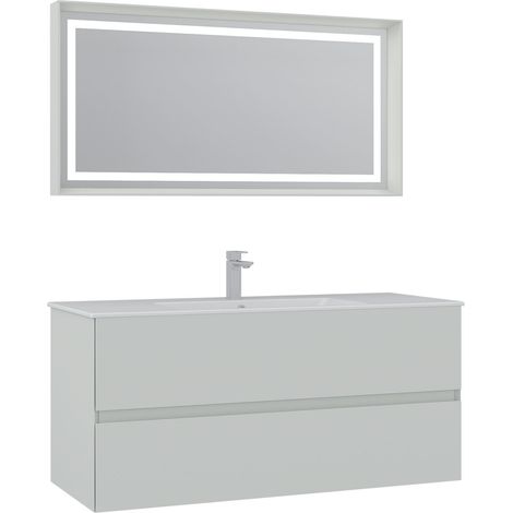 Ensemble Meuble Vasque avec Miroir (2 Pièces) "Nest 121 v2" - 121 x 51 x 55 cm - Matte Cashmere (1/3)