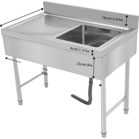 Évier de cuisine, design autonome, grand trou de drainage, Argent (1/5)