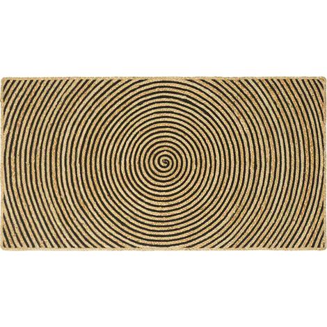Teppich Natürlich und Schwarz 80 x 150 cm Jute
