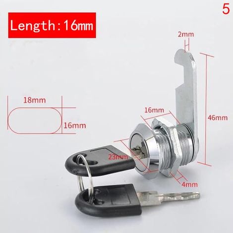 Serrure cylindrique pour porte, armoire, boîte aux lettres et tiroir - 4 (16 mm, même clé) - taille (1/5)