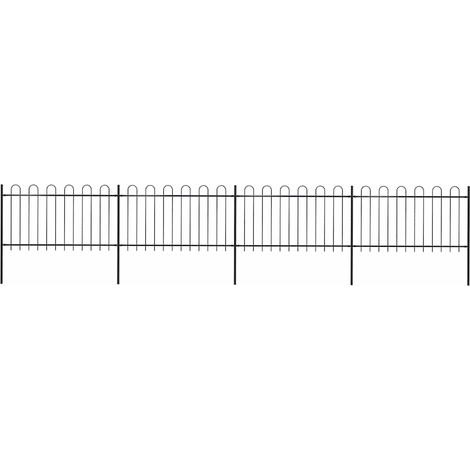 Valla de jardín con aro superior de acero 714,5x100 cm negra
