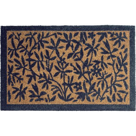 Paillasson en Fibre de Coco 50 x 80 cm Antidérapant Dessous en PVC Motif Feuilles Naturel Nunivak