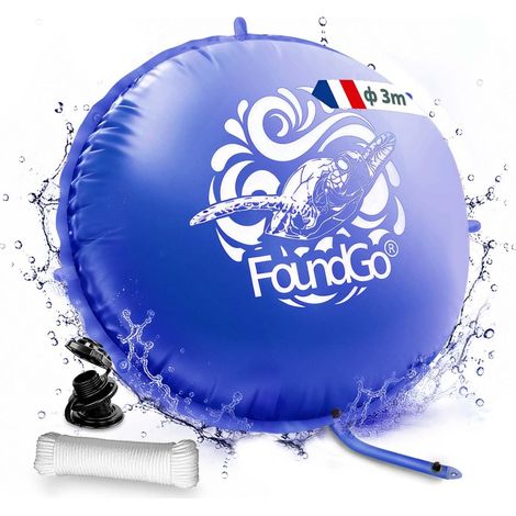 Coussin de piscine gonflable XXL Ø 3 m 0,4 mm Coussin d'air ultra épais pour piscine Coussin gonflable pour l'hiver Avec pompe de regonflage pour piscine Avec 2 rouleaux de corde et 4 (1/5)
