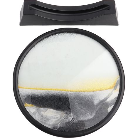 Sablier 3D peinture de sable mouvant, décoration paysage fluide, cadeau art dynamique (Noir) (1/5)