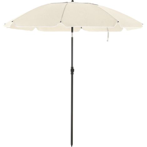 Ombrellone da giardino diametro 1,6 m protezione ombrellone UPS 50+ inclinabile portatile stecche in fibra di vetro antivento con borsa beige 120001766