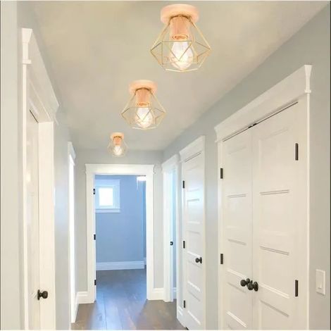 Yowei 3pcs Plafonnier Retro Couloir E27 Lampe Plafonnier Industrielle en Cage Vintage Fer Style Edison pour Salon Chambre (1/4)