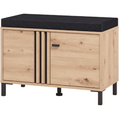 Mobile da Ingresso Lalom, un Ripiano, 2 Ante, con Piedini, Comoda Seduta, 80x40x52h cm Marrone Rovere Nodi