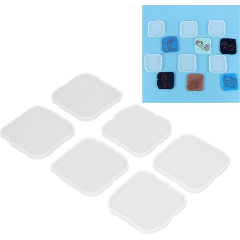 Ensemble de 6 moules à sous-verres en résine époxy à motif sirène, avec bordure en dentelle ondulée et moule en silicone effet miroir. (1/5)