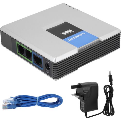 Passerelle VoIP 2 Ports Adaptateur Téléphone Internet SIP RJ11 Pour Linksys PAP2T Alimentation 100-240V UK