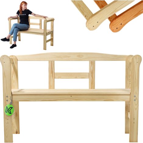 KADAX Banco de Parque de Madera con Respaldo 119 cm Terraza Jardín