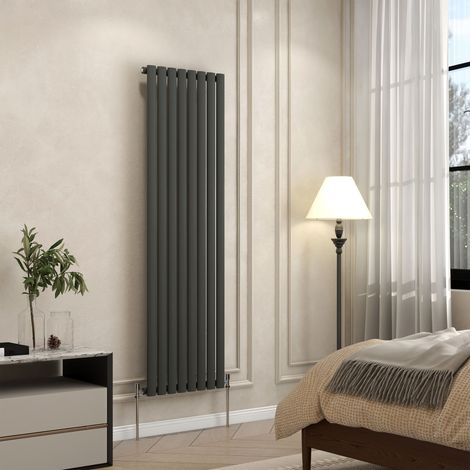 AVER-GROWTH Anthracite Radiator Vertical Oval Column Single Panel Rad 1600x472mm (1/5)