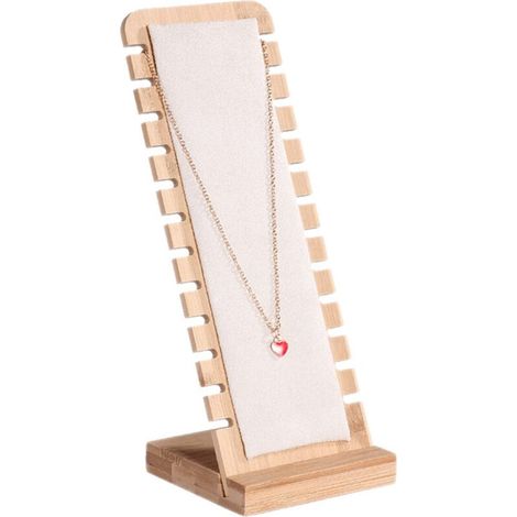 Présentoir à Colliers en Bois Porte, 12 emplacements Présentoir de Bijoux de Collier Panneaux pour Bracelet Collier Pendentif, Beige (1/5)