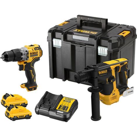 DEWALT Akku-Kombiset 2-tlg. 12V, 2x3 Ah Li-Ion (DCH072 + DCD706) in TSTAK-Box