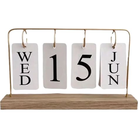 Calendrier perpétuel en bois pour bureau, affichage du mois et de la date, décoration rustique, cadeau pour enseignants (1/5)