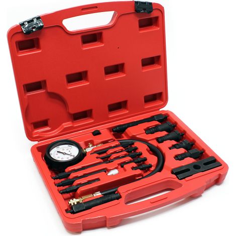 Wiltec Tester compressione motore per auto e camion con motori diesel TDI e CDI, 0-70 bar, set da 17 pezzi per ripristinare compressione motore